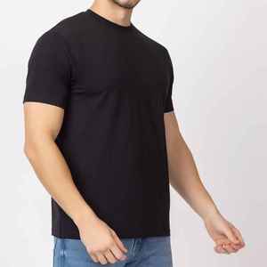 T-shirt à manches courtes pour homme, col rond, coupe classique, tricoté, 100% coton, couleur unie, décontracté - Product Image 5