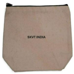 Pochette de maquillage de luxe en toile 100% coton, écologique, avec logo personnalisé imprimé, motif feuille verte, petite trousse de toilette de voyage - Product Image 2