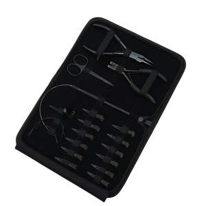 Kit d'outils pour extensions capillaires noires de salon, comprenant des pinces à micro-anneaux, des pinces à sertir, des mini-ciseaux et des anneaux de séparation capillaire - Product Image 1