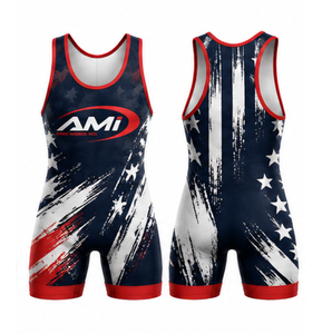 Custom Made Heat-Transfer Printed Men's Adult <b>Wrestling</b> <b>Singlet</b> (Spandex/Polyester) - Product Image 1