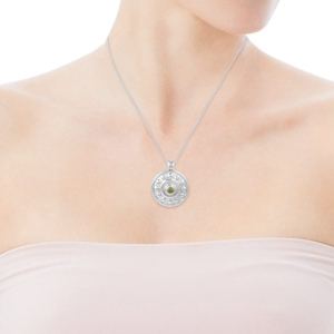 Colgante de Plata de Ley 925 100% Pura con Peridoto Natural Redondo, Engaste Minimalista, Joyería Fina para Mujer - Product Image 2