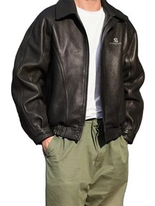 Chaqueta de Cuero de Oveja Premium para Hombre, Chaqueta Bomber de Cuero Genuino para Invierno, Estilo Casual, Corte Ajustado, Moda Urbana y Motociclista - Product Image 3