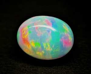 Gema de ópalo etíope suelta de 7x5 mm - Gemas de ópalo Welo de forma ovalada multicolor - Piedra de ópalo lisa para joyería - Product Image 4