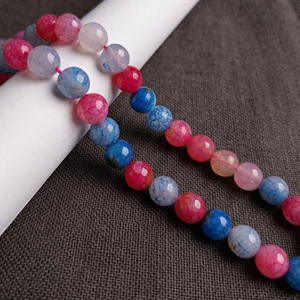 ลูกปัดออนิกซ์ธรรมชาติทรงกลมเหลี่ยมเพชรพลอยขนาด 8-10 มม. สำหรับทำเครื่องประดับ หลายสี ยี่ห้อ Jaunty รุ่น MGB-237 ขายส่ง - Product Image 1