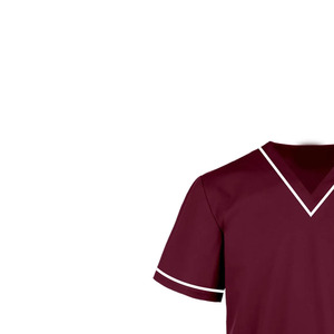 Blusa Médica de Manga Corta con Cuello en V Color Granate con Ribete, Uniforme para Enfermeras y Doctores de Hospital - Product Image 4