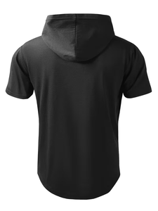 Men's Hooded Henley Jersey T-Shirt Short Sleeve Regular Fit Casual Solid Color Knitted for Tee 200g for Summer Streetwear - Product Image 2