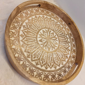 Nouveauté : Plateau rond en bois de luxe, création antique, best-seller pour la décoration intérieure et extérieure de Noël, élégant et pratique - Product Image 1