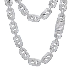 สร้อยคอเพชรโมอิสสีเงินสเตอร์ลิง925พร้อมสร้อยคอฮิปฮอปสำหรับผู้ชายหรือผู้หญิง - Product Image 5