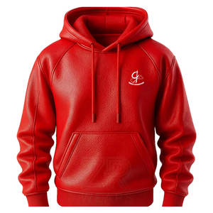 Chaqueta con Capucha de Cuero para Hombre Grace Collection, Cuero Genuino Premium, Ecológica, Transpirable, Forrada, Cálida, Informal, para Invierno - Product Image 1