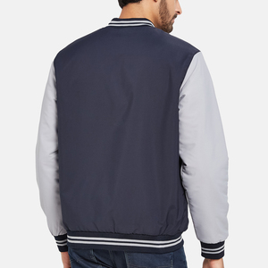 Chaqueta Varsity Gris Marino para Hombre, Cierre Frontal con Cremallera, Logotipo Bordado, Informal, Resistente al Viento, para Otoño - Product Image 5