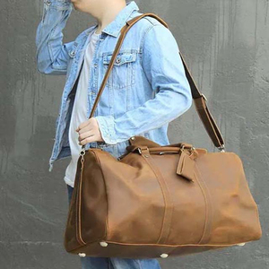 Sacs de voyage en cuir personnalisés, sacs de sport et de gym, sacs de voyage en cuir, prix de gros, fermeture éclair vintage, nouvelle mode, OEM - Product Image 2