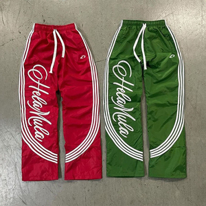 Pantalon de survêtement unisexe personnalisé à jambe large en nylon, décontracté, athlétique, streetwear, avec cordon de serrage, OEM ODM Marque Privée - Product Image 1