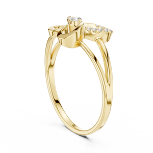 Anillo minimalista de oro amarillo macizo de 14k con forma de flor para mujer, con diamantes de corte brillante redondo y piedras cultivadas en laboratorio, para uso diario. - Product Image 4