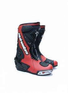 Bottes de moto en cuir véritable rouge, homologuées CE, imperméables, hauteur genou, protection toutes saisons, équipement de tourisme, chaussures de moto - Product Image 3