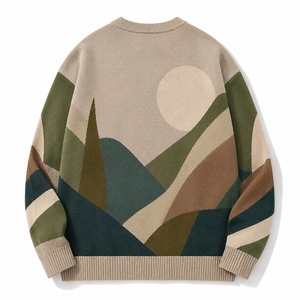 Pull en tricot à col rond pour homme, motif géométrique, pull oversize décontracté, vêtements d'automne - Product Image 6