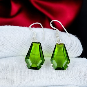 Green Peridot Gemstone <b>Earrings</b> <b>Solid</b> 925 Sterling <b>Silver</b> Handmade Bohemian <b>Earrings</b> Halloween Party Jewelry Birthday Gifts - Product Image 2