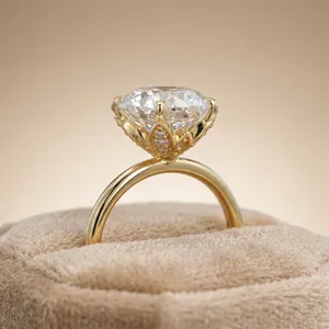 Bague de fiançailles en or plaqué 10 carats avec diamant de laboratoire taille ovale pour femme, motif feuille de papillon, bijoux de mariage certifiés IGI - Product Image 3