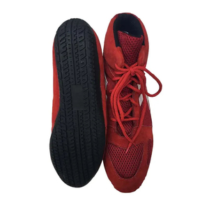 Red Suede High Top Boxing <b>Shoes</b> Lace-Up Breathable Mesh Adult Training Gear - Product Image 2