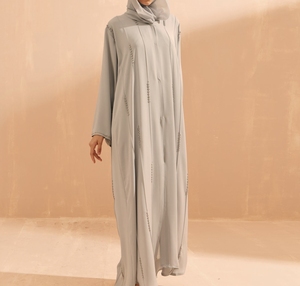 Modern Luxurious Women Kaftan Abaya Dress Handmade Turkish Floor Length Long Sleeve Soft Breathable Polyester Floral Loose Fit - Product Image 4