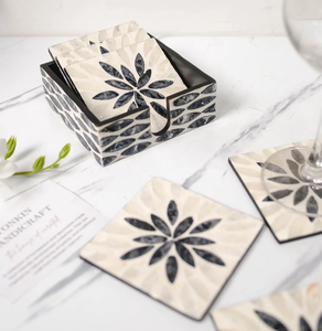 Sous-verres et tapis en nacre pour tasses à thé et à café, avec décoration florale, épaisseur 8 mm - Product Image 1