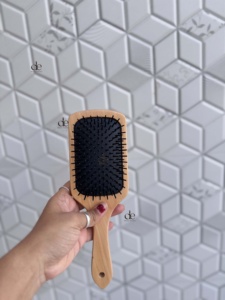 New Fashion Handmade Hand Tooled Leather Wooden Hair Brush With Woven Pattern Minimalist Modern Design Daily Use Rectangle Shape - Product Image 6