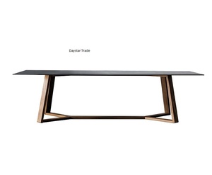 Table à manger rectangulaire moderne Daystar Trade avec pieds en bois géométriques et plateau minimaliste élégant - Product Image 1