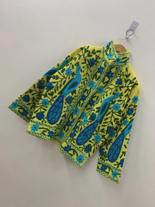 Veste chic en velours Suzani, broderie florale de paon, style vintage ouzbek, coupe-vent avec rembourrage en coton - Product Image 2