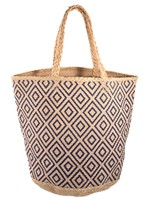Sac fourre-tout en jute à motif losanges Bohème pour femme, sac à bandoulière écologique à ouverture supérieure, capacité 2-2,9 L, usage quotidien estival