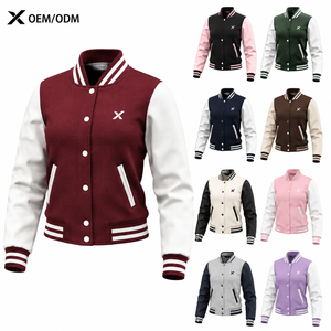 Chaqueta Varsity para Mujer con Sublimación y Serigrafía, Manga Larga, Cuello Camisero, Diseño de Letras Bordadas, para Otoño, con Logotipo X - Product Image 1
