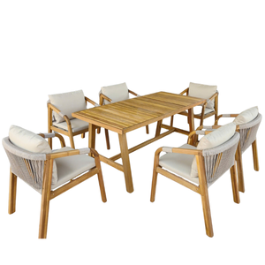 Ensemble de salle à manger pour patio, mobilier d'extérieur OEM/ODM, rotin, aluminium, bois, table et chaises de jardin, 4/6/8 places, tissu personnalisé - Product Image 6