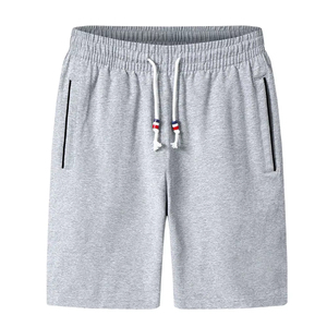 Shorts de sport décontractés pour hommes en coton, shorts de jogging pour la gym et l'entraînement, avec poches zippées, taille élastique et cordon de serrage, shorts d'été - Product Image 1