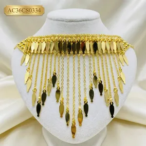 18K Gold Plated Classic Arabic <b>Choker</b> Chikset for Women Dubai Style Fringe Necklace Anniversary - Product Image 1