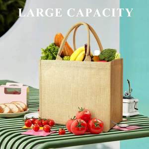 Heavy Duty Natural Jute Carry <b>Bag</b> Sustainable Reusable Tote <b>Bag</b> for Supermarket and Shopping - Product Image 4