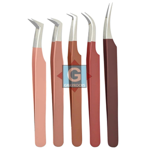 Ensemble de pinces à cils en acier inoxydable au design élégant, couleurs vibrantes avec pointe fine - Product Image 1