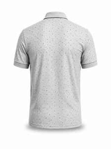 Chemise grise unie à manches courtes pour homme, en polyester/coton tricoté, respirante, style décontracté, avec logo personnalisé brodé sur le devant, OEM - Product Image 3