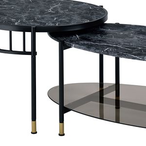 Silas Engineered Stone Top and Black Finish <b>Nesting</b> Coffee <b>Table</b> - Product Image 4