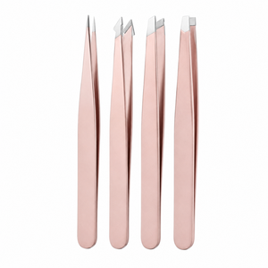 MANAN INSTRUMENTS Pinzas para Cejas de Acero Inoxidable Color Oro Rosa, Ecológicas, Duraderas, Premium, Planas y Puntiagudas, con Logotipo Personalizado - Product Image 1