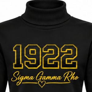 เสื้อสเวตเชิ้ตคอกลมแบบสวมของ Sigma Gamma Rho สำหรับผู้หญิง สีดำ พิมพ์ลายกรีกแบบกำหนดเอง แขนยาว สไตล์ลำลอง แฟชั่นมหาวิทยาลัย - Product Image 4