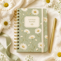 Carnet de notes LABON esthétique vert sauge à spirale, reliure double spirale dorée, format A8 mini, grille à pois, pour mémos quotidiens, idéal comme cadeau