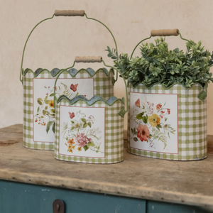 Pots à fleurs en zinc les plus vendus, pots de jardinage style ferme, pots de fleurs en métal, pots à fleurs en zinc imprimés avec autocollants émaillés - Product Image 1