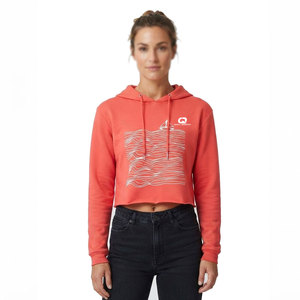 Custom Embroidery <b>Winter</b> <b>Women</b> Crop <b>Top</b> Hoodie Front Lightweight Cotton with Adjustable Hood for Fashion Wear - Product Image 3