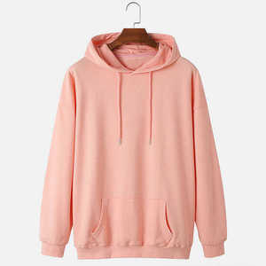 เสื้อฮู้ดสีชมพูแบบยูนิเซ็กซ์ ทรงโอเวอร์ไซส์ ใส่สบาย ทรงปกติ ผ้าถัก สีพื้น สำหรับใส่ในฤดูใบไม้ร่วง - Product Image 1