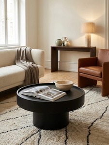 Mesa de Centro Redonda Moderna Room Hero con Tapa de Vidrio Templado y Estructura Metálica de 57 cm de Diámetro, Mueble Minimalista para Sala de Estar - Product Image 4