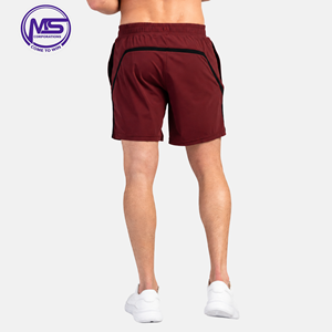 Shorts Bermuda pour homme en tissu écologique bordeaux uni, à séchage rapide, avec taille élastique, vêtements de sport décontractés - Product Image 2