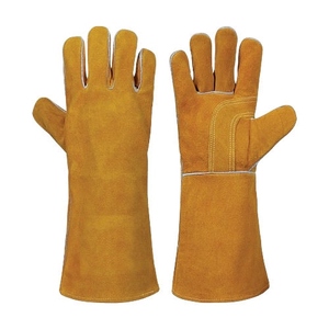 Customizable Durable Reinforced Cowhide Split Leather <b>Gloves</b> Reflective Safety Construction Abrasion Resistant Welding Hand - Product Image 1