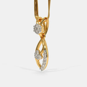Collar con Colgante de Diamante Cultivado en Laboratorio en Forma de Lágrima Floral en Oro Amarillo - Product Image 2