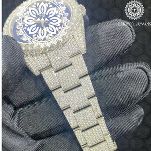 Reloj de Lujo para Hombre Charm Jewels, con Bisel de Diamantes de Acero Inoxidable, Esfera Azul, Movimiento Mecánico Analógico, Fecha Automática, Resistente al Agua 10 Bar - Product Image 3