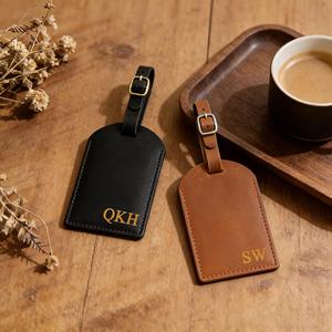 ป้ายแท็กกระเป๋าเดินทางหนังแท้แบบสั่งทำ ป้ายชื่อเดินทาง ป้ายปิดข้อมูลส่วนตัว ป้ายติดกระเป๋าเดินทาง โลโก้สั่งทำได้ จำนวนมาก รุ่น LMP-0222 - Product Image 1