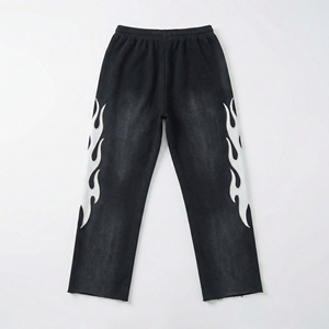 Pantalones Deportivos Negros con Bordado de Llama |   Pantalones Deportivos Blancos Flame |   Pantalones Deportivos y de Vestir Extra Grandes Estilo Urbano |   Fabricante OEM Personalizado - Product Image 2
