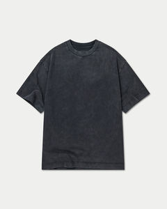Camisetas de hombre de nueva llegada, color gris oscuro, con lavado ácido, precio mayorista con MOQ bajo, tela teñida lisa, ropa de hombre, camisetas de talla grande. - Product Image 4